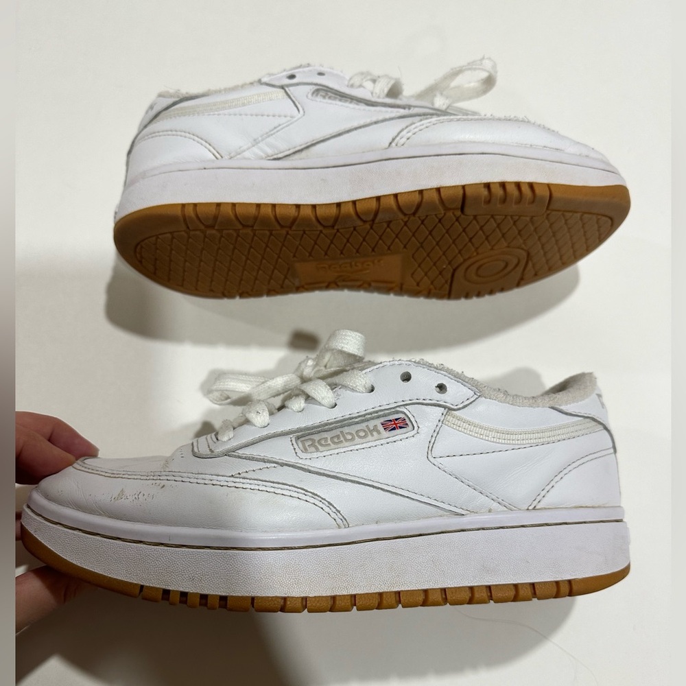 White Reebok Club C Double Tennis Sneakers Women's Urban Outfitters Free People